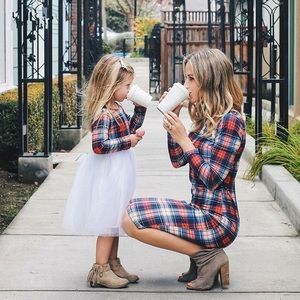 PopReal Mommy & Me matching plaid dresses